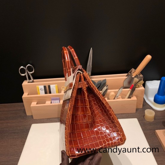 Hermes Birkin25 porous Crocodile 33/miel Gold Hardware Full Handmade 004 Hermes Birkin25 porous Crocodile 33/miel Gold Hardware Full Handmade 004