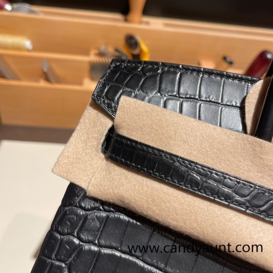 Hermes Birkin25 Crocodile Niloticus 89 /Black (Noir) Silver Hardware Full Handmade 005 Hermes Birkin25 Crocodile Niloticus 89 /Black (Noir) Silver Hardware Full Handmade 005