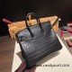 Hermes Birkin25 Crocodile Niloticus 89 /Black (Noir) Silver Hardware Full Handmade 005 Hermes Birkin25 Crocodile Niloticus 89 /Black (Noir) Silver Hardware Full Handmade 005