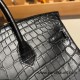 Hermes Birkin25 Crocodile Niloticus 89 /Black (Noir) Silver Hardware Full Handmade 005 Hermes Birkin25 Crocodile Niloticus 89 /Black (Noir) Silver Hardware Full Handmade 005
