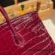Hermes Birkin25 Crocodile Niloticus Bordeaux Gold Hardware Full Handmade 006 Hermes Birkin25 Crocodile Niloticus Bordeaux Gold Hardware Full Handmade 006
