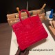 Hermes Birkin25 Crocodile Niloticus Q5/Rouse CasaqueGold Hardware Full Handmade 007 Hermes Birkin25 Crocodile Niloticus Q5/Rouse CasaqueGold Hardware Full Handmade 007