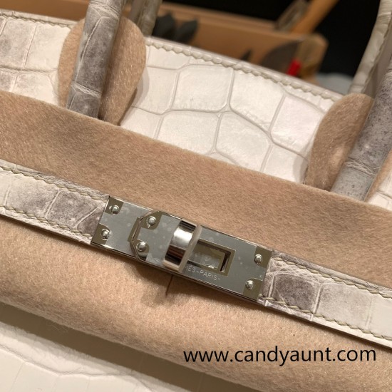 Hermes Birkin25 Crocodile Niloticus Himalaya 01Gold Hardware Full Handmade 008 Hermes Birkin25 Crocodile Niloticus Himalaya 01Gold Hardware Full Handmade 008