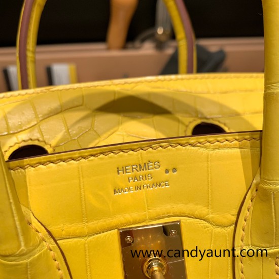 Hermes Birkin25 Crocodile Niloticus M9 / mimosa Gold Hardware Full Handmade 010 Hermes Birkin25 Crocodile Niloticus M9 / mimosa Gold Hardware Full Handmade 010