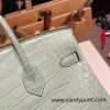 Hermès Birkin 25cm Alligator Matte Alligator Crocodile 6U/Vert Deau Silver Hardware Fully Hand-Stitched birkin25-012  
