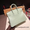 Hermès Birkin 25cm Alligator Matte Alligator Crocodile 6U/Vert Deau Silver Hardware Fully Hand-Stitched birkin25-012  
