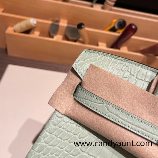 Hermes Birkin25 Alligator Crocodile 6u/vert deau Silver Hardware Full Handmade 012 Hermes Birkin25 Alligator Crocodile 6u/vert deau Silver Hardware Full Handmade 012