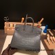 Birkin25 Matte Alligator Crocodile 88/Graphite Silver Hardware Full Handmade 013 Birkin25 Matte Alligator Crocodile 88/Graphite Silver Hardware Full Handmade 013