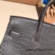 Birkin25 Matte Alligator Crocodile 88/Graphite Silver Hardware Full Handmade 013 Birkin25 Matte Alligator Crocodile 88/Graphite Silver Hardware Full Handmade 013