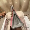 Birkin25 Alligator Crocodile 5P/Pink & 80/Pearl Grey Gold Hardware Full Handmade 014