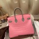 Birkin25 Alligator Crocodile 5P/Pink & 80/Pearl Grey Gold Hardware Full Handmade 014 Birkin25 Alligator Crocodile 5P/Pink & 80/Pearl Grey Gold Hardware Full Handmade 014