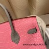 Birkin25 Alligator Crocodile 5P/Pink & 80/Pearl Grey Gold Hardware Full Handmade 014