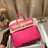 Birkin25 Alligator Crocodile 5R/Rose Shocking Silver Hardware Full Handmade 016