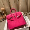 Birkin25 Alligator Crocodile 5R/Rose Shocking Silver Hardware Full Handmade 016
