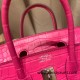 Birkin25 Alligator Crocodile 5R/Rose Shocking Silver Hardware Full Handmade 016 Birkin25 Alligator Crocodile 5R/Rose Shocking Silver Hardware Full Handmade 016