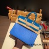 Birkin25 Alligator Crocodile touch Bleu Hydra& Bleu Izmir Silver Hardware Full Handmade 017