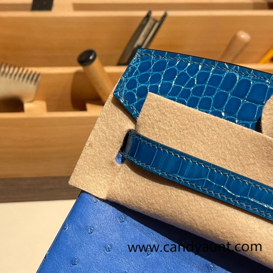 Birkin25 Alligator Crocodile touch Bleu Hydra& Bleu Izmir Silver Hardware Full Handmade 017 Birkin25 Alligator Crocodile touch Bleu Hydra& Bleu Izmir Silver Hardware Full Handmade 017