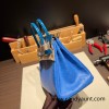 Birkin25 Alligator Crocodile touch Bleu Hydra& Bleu Izmir Silver Hardware Full Handmade 017