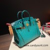 Birkin25 Ostrich Z6/Malachite& 6Q Vert Emeraude Gold Hardware Full Handmade 019