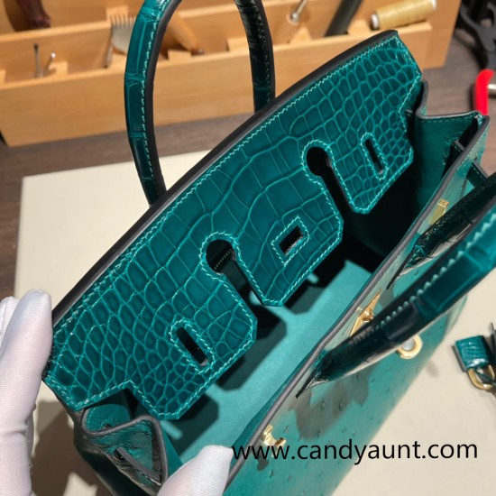 Birkin25 Ostrich Z6/Malachite& 6Q Vert Emeraude Gold Hardware Full Handmade 019 Birkin25 Ostrich Z6/Malachite& 6Q Vert Emeraude Gold Hardware Full Handmade 019
