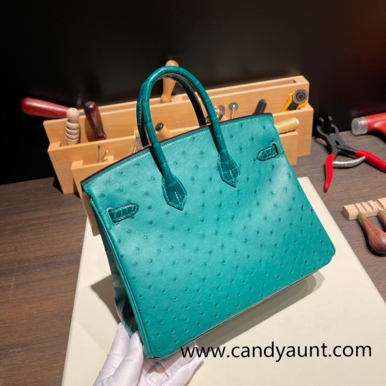 Birkin25 Ostrich Z6/Malachite& 6Q Vert Emeraude Gold Hardware Full Handmade 019 Birkin25 Ostrich Z6/Malachite& 6Q Vert Emeraude Gold Hardware Full Handmade 019