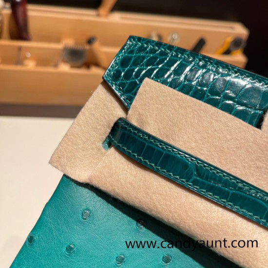 Birkin25 Ostrich Z6/Malachite& 6Q Vert Emeraude Gold Hardware Full Handmade 019 Birkin25 Ostrich Z6/Malachite& 6Q Vert Emeraude Gold Hardware Full Handmade 019