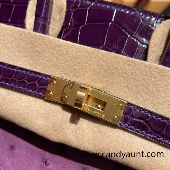 Birkin25 Ostrich &Crocodile P9/ Anemone& N5/CASSIS Gold Hardware Full Handmade 020 Birkin25 Ostrich &Crocodile P9/ Anemone& N5/CASSIS Gold Hardware Full Handmade 020