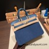 25cm birkin Chamois 08 / bleu royal Silver Hardware Full Handmade 022
