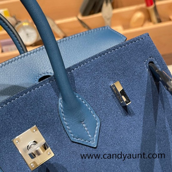 25cm birkin Chamois 08 / bleu royal Silver Hardware Full Handmade 022 25cm birkin Chamois 08 / bleu royal Silver Hardware Full Handmade 022