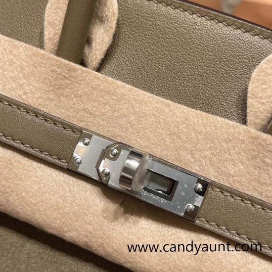 25cm birkin Chamois 18/Étoupe Grey Silver Hardware Full Handmade 023 25cm birkin Chamois 18/Étoupe Grey Silver Hardware Full Handmade 023