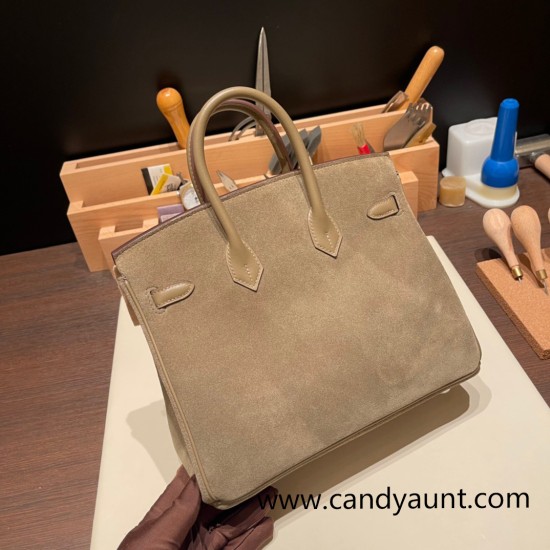 25cm birkin Chamois 18/Étoupe Grey Silver Hardware Full Handmade 023 25cm birkin Chamois 18/Étoupe Grey Silver Hardware Full Handmade 023