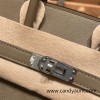 25cm birkin Chamois 18/Étoupe Grey Silver Hardware Full Handmade 024