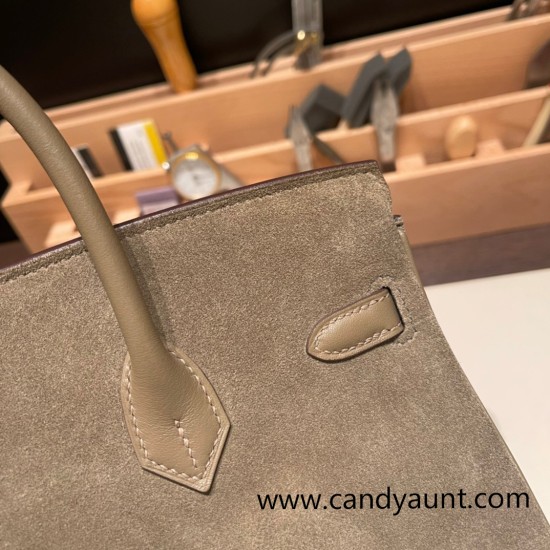 25cm birkin Chamois 18/Étoupe Grey Silver Hardware Full Handmade 024 25cm birkin Chamois 18/Étoupe Grey Silver Hardware Full Handmade 024