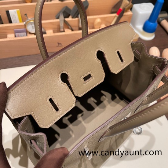 25cm birkin Chamois 18/Étoupe Grey Silver Hardware Full Handmade 024 25cm birkin Chamois 18/Étoupe Grey Silver Hardware Full Handmade 024