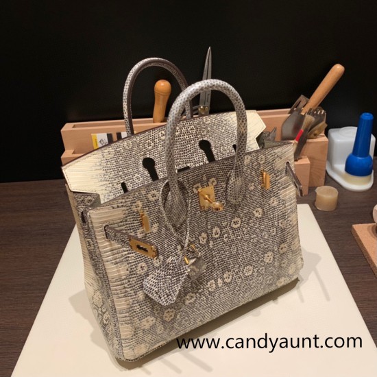 Hermes Birkin 25cm Lizard 1B/ Ombre Gold Hardware Full Handmade 027 Hermes Birkin 25cm Lizard 1B/ Ombre Gold Hardware Full Handmade 027