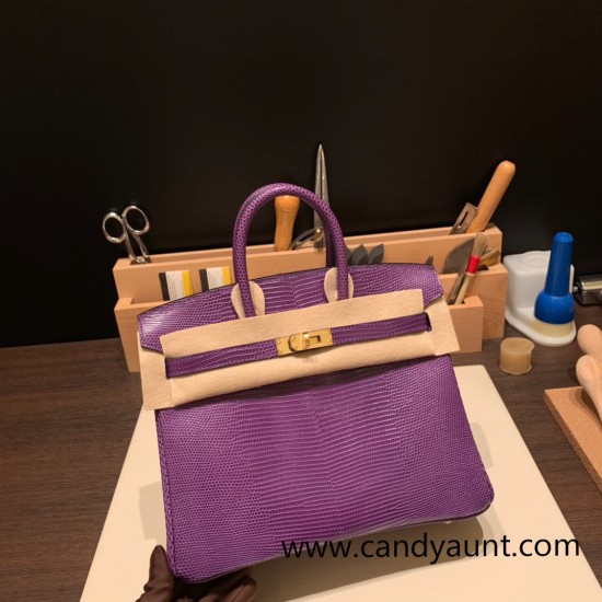 Hermes Birkin 25cm Lizard P9/Anemone Gold Hardware Full Handmade 028 Hermes Birkin 25cm Lizard P9/Anemone Gold Hardware Full Handmade 028