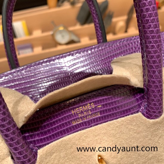 Hermes Birkin 25cm Lizard P9/Anemone Gold Hardware Full Handmade 028 Hermes Birkin 25cm Lizard P9/Anemone Gold Hardware Full Handmade 028