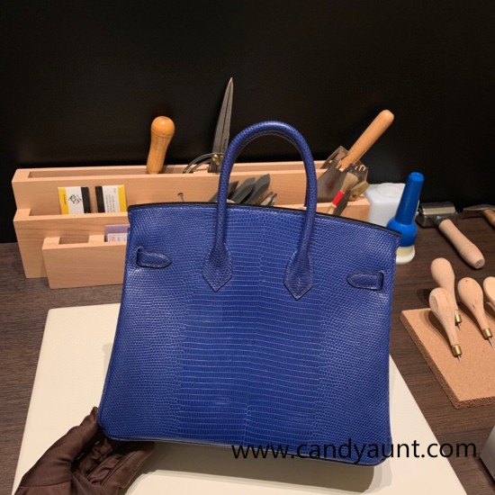 Hermes Birkin 25cm Lizard 73 /Blue Saphir Gold Hardware Full Handmade 030 Hermes Birkin 25cm Lizard 73 /Blue Saphir Gold Hardware Full Handmade 030