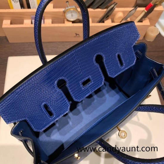 Hermes Birkin 25cm Lizard 73 /Blue Saphir Gold Hardware Full Handmade 030 Hermes Birkin 25cm Lizard 73 /Blue Saphir Gold Hardware Full Handmade 030