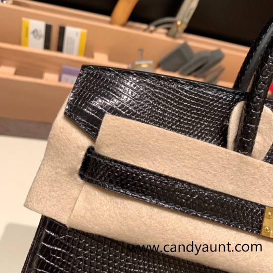 Hermes Birkin 25cm Lizard 89 /Black Gold Hardware Full Handmade 032 Hermes Birkin 25cm Lizard 89 /Black Gold Hardware Full Handmade 032