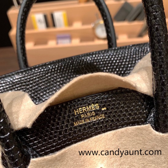 Hermes Birkin 25cm Lizard 89 /Black Gold Hardware Full Handmade 032 Hermes Birkin 25cm Lizard 89 /Black Gold Hardware Full Handmade 032