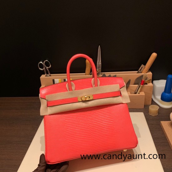 Hermes Birkin 25cm Lizard T5/Rose Jaipur Gold Hardware Full Handmade 036 Hermes Birkin 25cm Lizard T5/Rose Jaipur Gold Hardware Full Handmade 036