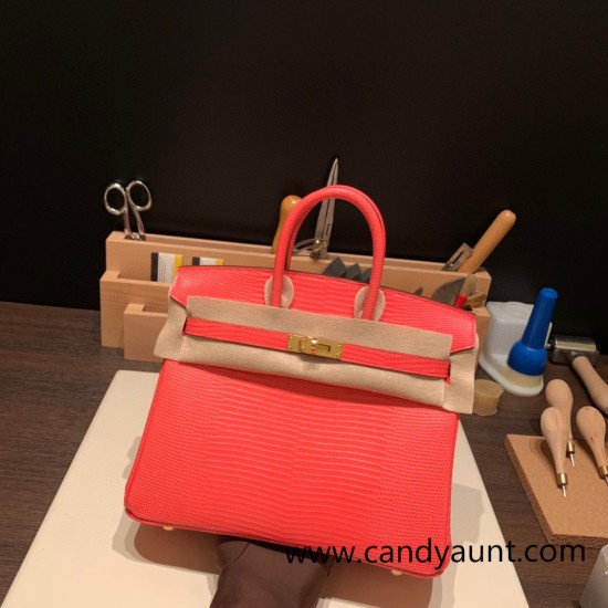 Hermes Birkin 25cm Lizard T5/Rose Jaipur Gold Hardware Full Handmade 036 Hermes Birkin 25cm Lizard T5/Rose Jaipur Gold Hardware Full Handmade 036