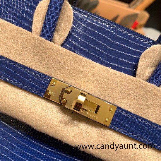 Hermes Birkin 25cm Lizard M3 /Blue Encre Gold Hardware Full Handmade 037 Hermes Birkin 25cm Lizard M3 /Blue Encre Gold Hardware Full Handmade 037
