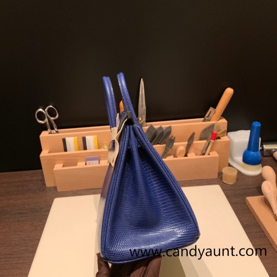 Hermes Birkin 25cm Lizard M3 /Blue Encre Gold Hardware Full Handmade 037 Hermes Birkin 25cm Lizard M3 /Blue Encre Gold Hardware Full Handmade 037