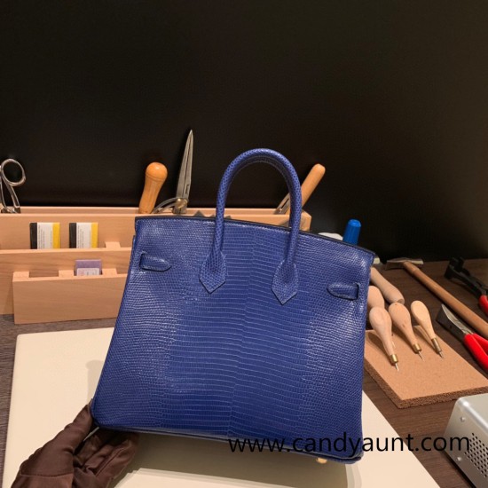 Hermes Birkin 25cm Lizard M3 /Blue Encre Gold Hardware Full Handmade 037 Hermes Birkin 25cm Lizard M3 /Blue Encre Gold Hardware Full Handmade 037