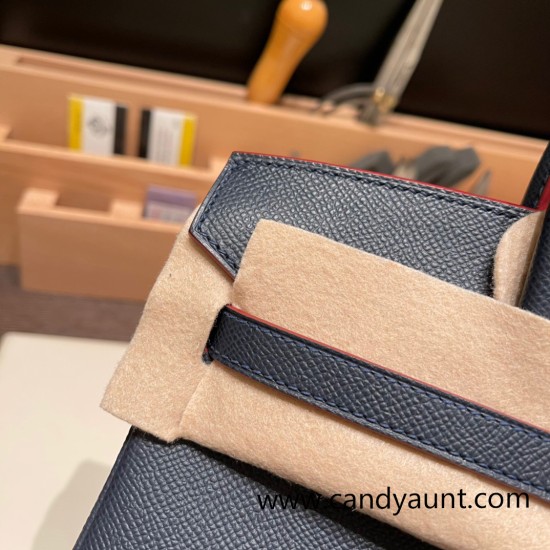 Hermes Birkin 25cm Epsom76/Blue Indigo Gold Hardware Full Handmade 041 Hermes Birkin 25cm Epsom76/Blue Indigo Gold Hardware Full Handmade 041