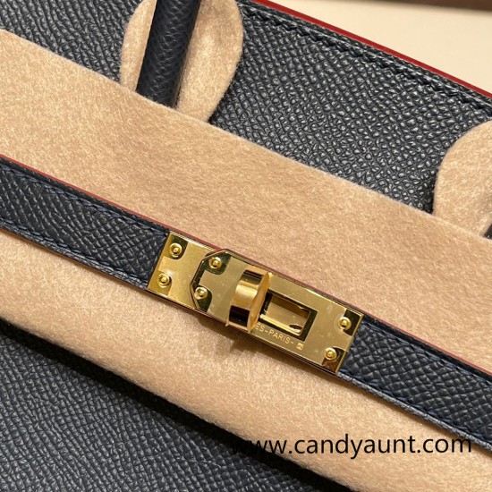 Hermes Birkin 25cm Epsom76/Blue Indigo Gold Hardware Full Handmade 041 Hermes Birkin 25cm Epsom76/Blue Indigo Gold Hardware Full Handmade 041