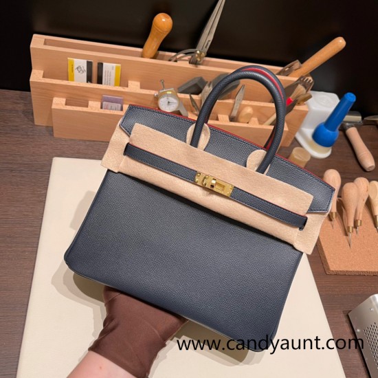 Hermes Birkin 25cm Epsom76/Blue Indigo Gold Hardware Full Handmade 041 Hermes Birkin 25cm Epsom76/Blue Indigo Gold Hardware Full Handmade 041