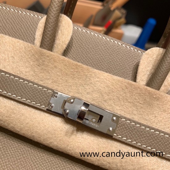 Hermes Birkin 25cm Epsom 18 /Étoupe Grey Silver Hardware Full Handmade 042 Hermes Birkin 25cm Epsom 18 /Étoupe Grey Silver Hardware Full Handmade 042